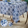 Newbridge 52 x 70 Inch Rectangle Fabric Tablecloth, Blue Amani