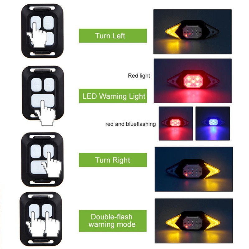 Bike Tail Turn Signal Light Safety Warning Bike Brake Rear
