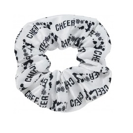Cheer Scrunchie – White and Black Cheerleader Hair Accessory with Premium Quality Elastic, Ideal for Cheerleaders, Teams, Spirit Packs, Competitions and Cheer Gifts