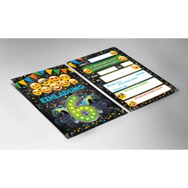 Junaversum 10 Invitations for 6th Birthday Children Sixth Birthday Car Monster Truck Green