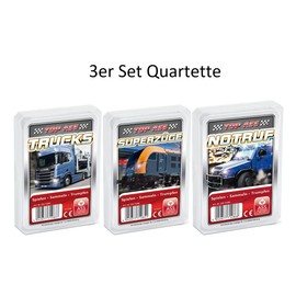 Ass Altenburger Set of 3 quartet games / quartet vehicle world consisting of 1. top ass trucks - 2nd top ass emergency call - 3rd top ass super trains