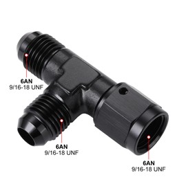 Podavelle 6AN Male Flare Tee T Fitting Adapter with AN6 Female Swivel On Run Aluminum Black