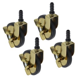 KUMGROT 3 Inch Furniture Casters Wheels Vintage Antique Swivel Caster With Brake Function Moving Caster Wheels Office Furniture Casters for Wood Table Chair Cabinet Piano, Gold, 4Pcs