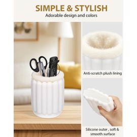 AINBIN Eyeglass Holder for Nightstand, Anti-scratch Plush Lined Silicone Glasses Holder Stand for Office Desk Coffee Table Storage Organizer Home Decor White