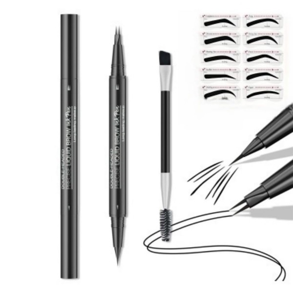 Dual Tip Eyebrow Pencil Waterproof with Comb Tip & Needle