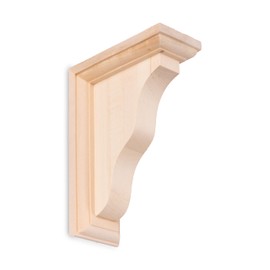 WADDELL Two-Way Corner Bracket (1 Count, 7"H x 5"D x 2¼"W) | Unfinished Hardwood Corbel Includes Mounting Hardware | Decorative Bracket for Shelves, Countertops, Mantels | Supports up to 5 Lbs. Each