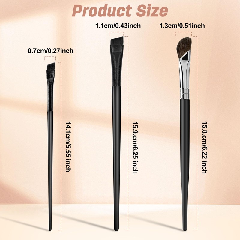 MUIIGOOD 3 Pcs Eyeliner Brushes Set, Fine Angled Eyeliner Eyebrow