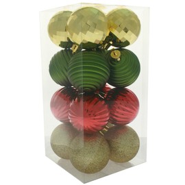 WeRChristmas Shatterproof Baubles with Tree Topper and Garland - 42-Piece, Red/Gold/Green