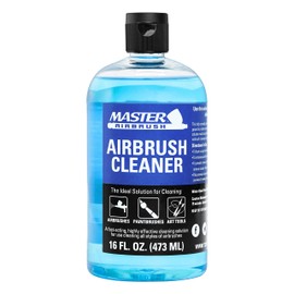 Master Airbrush Cleaner, 16-Ounce Pint Bottle - Fast Acting Cleaning Solution, Quickly Remove Water-Based Acrylic Paint, Watercolor, Makeup - Clean Clogged Airbrushes, Brushes, Artist Tools