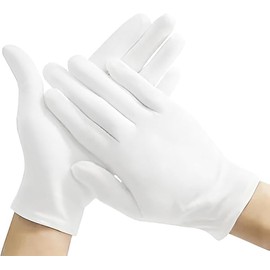 White Gloves, 2 Pairs 100% Cotton Gloves for Eczema, White Cotton Eczema Gloves for Men and Women Dry Hands, Moisturizing Gloves Eczema for Dry Sensitive Irritated Skin Spa Therapy Secure