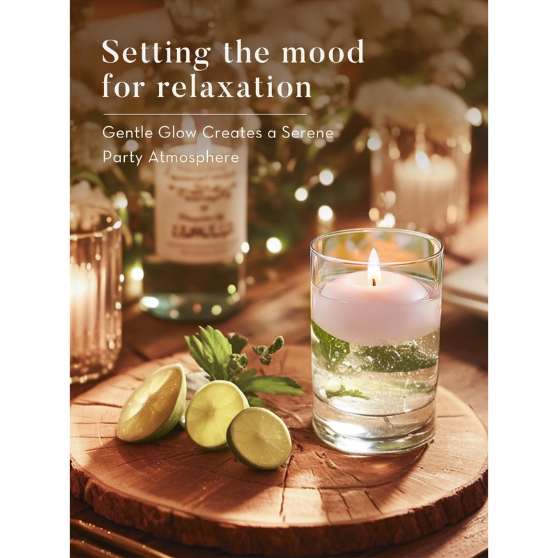 Ashlux White Floating Candles 3 inch, 24 Pack Floating Candles
