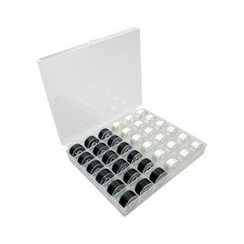 wennuo Sewing Machine Bobbins Box, 2 Pack(25Slots) Empty Bobbins Spools Box, Sewing Craft Plastic Case Storage Box for Sewing Machine.
