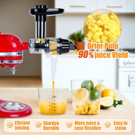 Masticating Juicer Attachment Compatible with KitchenAid Stand Mixers, Cold Press Juicer Attachment with Clean Brush