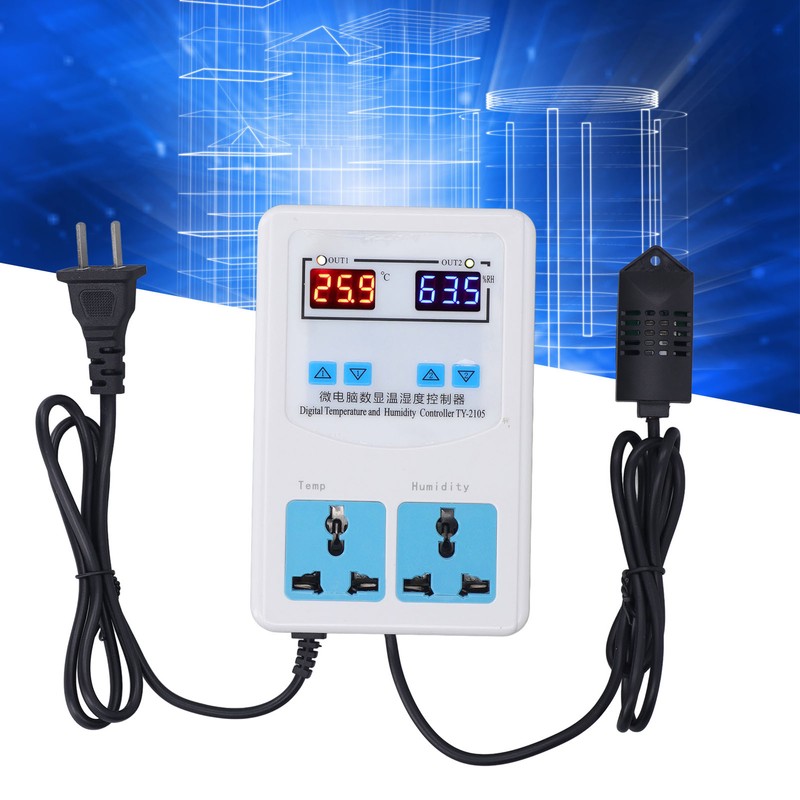 Temperature Humidity Controller -20~60℃ 0~100.0%RH LCD Display Humidistat Thermostat AC
