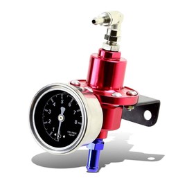 Auto Dynasty 160psi Adjustable Aluminum Fuel Pressure Regulator+Oil Filled Gauge (Red)