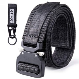 Mozeto Tactical Belt, Unisex Military Belt with Quick Release Metal Buckle. Nylon Belt for Outdoor, Work, Military, Leisure, Hunting - Black New