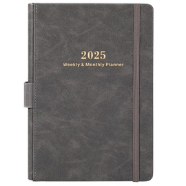 Diary 2025 - Diary 2025 A5 Week to View from January 2025 to December 2025, 14.6 X 21 cm, Mothly and Weekly Planner with Pen Holder, Inner Pocket and 40 Notes Pages, A5 Size, Grey