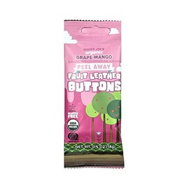 Trader Joe's New Peel Away Organic Fruit Leather Buttons 0.5oz (Grape-Mango, 6 Pack)