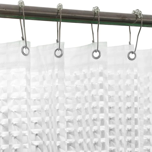 3D Crystal Clear Plastic Shower Curtain Liner, 72x72 Inch Thin