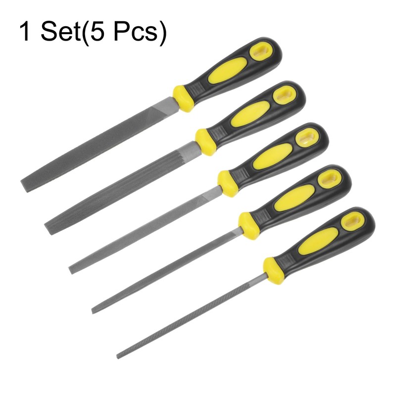 sourcing map 5pcs Metal File Set 6" High Carbon Steel
