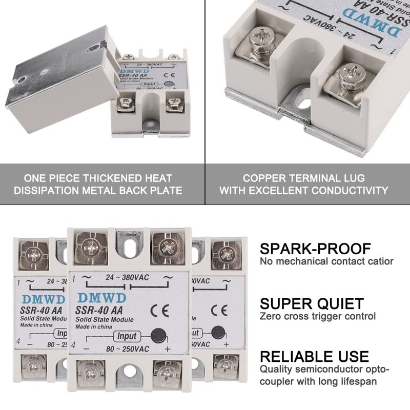 SSR-40AA Solid State Relay AC to AC (Input 80-250V AC
