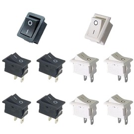 YIXINLYMY DC AC Rocker Switch, Set of 10, 250V/6A, 125V/10A, Snap-in Round Boat Rocker Switch, Toggle Power SPST On/Off, For Automotive Motorcycle Boat Cutting Small Fan, Small Appliance Switch, For Coffee Pots, Etc (Rectangle)