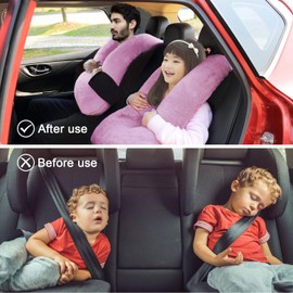MROUEN Travel Pillow, Travel Pillow for Kids, Sleeper Hold Pillow Travel, Removable U-Shaped Pillow for Adults and Children to Support Head and Body in The Back Seat of Long Car Trips(Pink Purple)