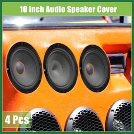 Motoforti 10" Car Speaker Grills Cover Mesh Round 10 Inch Audio Speaker Subwoofer Guard Protector Case with Mounting Screws Iron Gloss Black - Pack of 4 Long-lasting