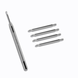 [ANNEFIT] Watch Band Replacement Tool Set, 1 Watch Strap Replacement Tool and 4 Spring Bars, 0.4 - 0.9 inches (10 - 22 mm), Leather