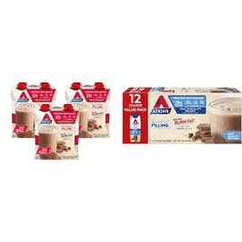 Atkins Creamy Chocolate Meal Size Protein Shake & Milk Chocolate Delight Protein Shake, 15g Protein, Low Glycemic, 2g Net Carb, 1g Sugar, Keto Friendly, 12 Count
