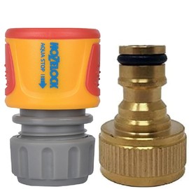 Simply Products 3/4" Brass Tap Adaptor Fitting with Hozelock Quick Connect Soft Touch AquaStop Connector