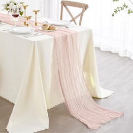 Nialnant Light Pink Gauze Table Runners,10Ft Cheesecloth Table Runner for Wedding Bridal Shower,Holiday Birthday Party,Easter Table Decoration