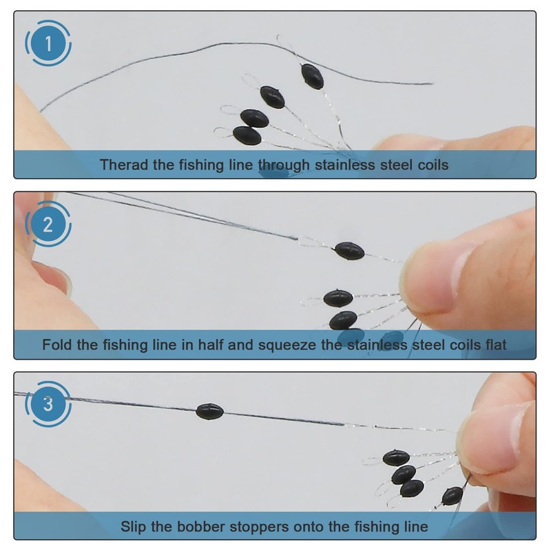 LadFath 720pcs Fishing Rubber Bobber Stoppers, 6 in 1 Bobber
