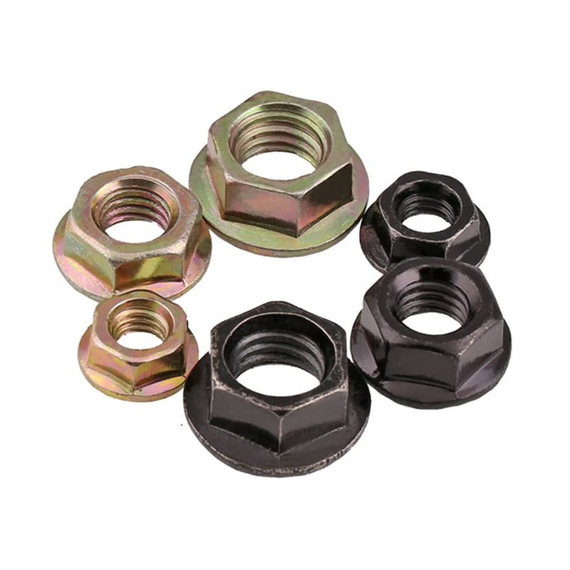 CONPHERON 10pcs Carbon Steel Hex Flange Nuts Black Flange Nuts