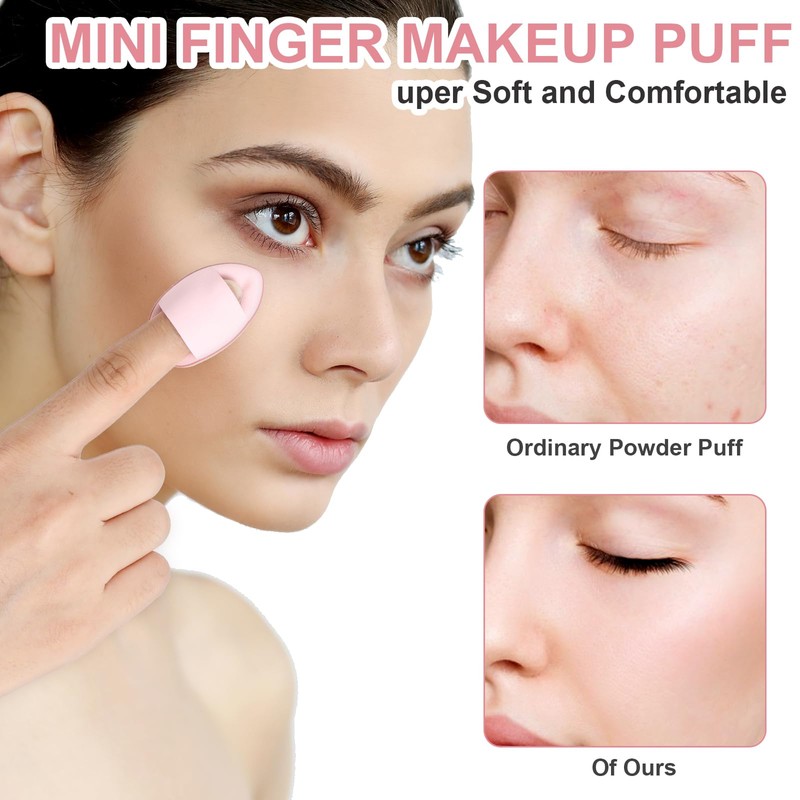 6Pcs Mini Powder Puff, Soft Finger Makeup Puff Mini Makeup