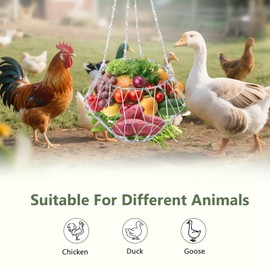 Hanging Chicken Feeders Baskets, Foldable Chicken Coop Vegetables Fruits Hanging Feeder, Vegetable Basket, Fruit Flower Basket with 4pcs Hanging Chain for Gooses Duck Farm House (1PCS)