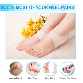 Silicone Heel Protectors for Cracked Heels, Heel Spurs, Plantar Fasciitis - Gel Heel Pads, 4 Pairs, Unisex, Black and White