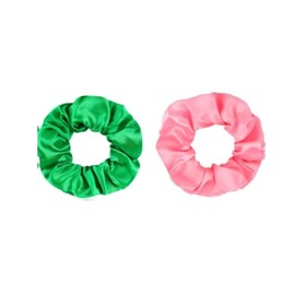 Satin Scrunchies 2 Pcs Hair Ties Scrunchies for Women Girls Hair Accessories Elastic Hair Ponytail Holder (pink+green)