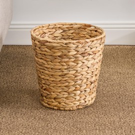 Isidore Water Hyacinth Storage Basket and Planter, Round Woven Design, 11 x 11 x 11 inches, Natural Brown
