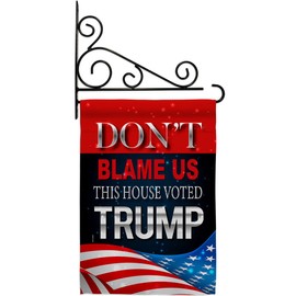This House Voted Trump Garden Flag - Set Wall Holder Americana Political President Democrat Republican Tea Party United State American Election - Banner Small Yard Gift Double-Sided 13 X 18.5