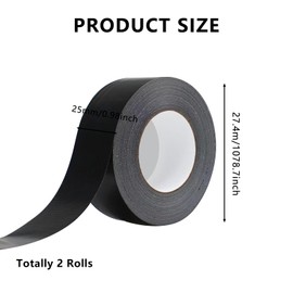 QINGHEC 2 Rollen Panzertape Schwarz Wasserfest, Handreißbar Gafferband 27.4m x 25mm, Duct Tape, Gewebeband, Extra Starkes Klebeband für Reparaturen, Schattierung, Handwerk, Innen- und Außenbereich