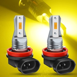 HAISECA AC/DC 9-36V H11 LED Fog Light Bulb Amber,3800LM Super Bright 2x45mil 5730 Chips H8 H9 LED Bulbs for Cars Trucks,Non-Polarity.2-Packs.