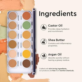 C2P Pro Ultra HD 12 Color Supraemeshield Must Have Concealer, Corrector, Foundation & Contour Palette for Face Makeup | Offers Medium to Buildable Coverage for Dry Skin - All in 1 palette 42g