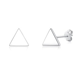 Cangall Silver Stud Earrings for Women Men, Sterling Silver Triangle Stud Earrings, Hypoallergenic 6mm Small Simple Flat Triangle Stud Earrings, Unisex Tiny Cartilage Sleeper Silver Studs Earrings