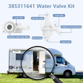 385311641 RV Boat Camper Toilet Water Valve Kit for Dometic 300 301 310 311 320 321 Series Pedal Flush Toilets,Includes Hose Clamp and Fasteners,Enhanced Freeze Resistance,Leak Prevention