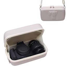 XANAD Camera Case for Canon EOS Rebel T7 /R100 / T6 / R50 / R6 Mark II / 5D Mark IV / 90D / R5 / R7,Nikon,Sony DSLR SLR Camera,18-55mm Lens,SD Card, with Shoulder Strap, Cream