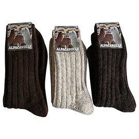 Handelsmarke 3 Pairs of 100 % Alpaca & Wool Socks, Extra-Thick, Soft, Chunky Knit - 47-50