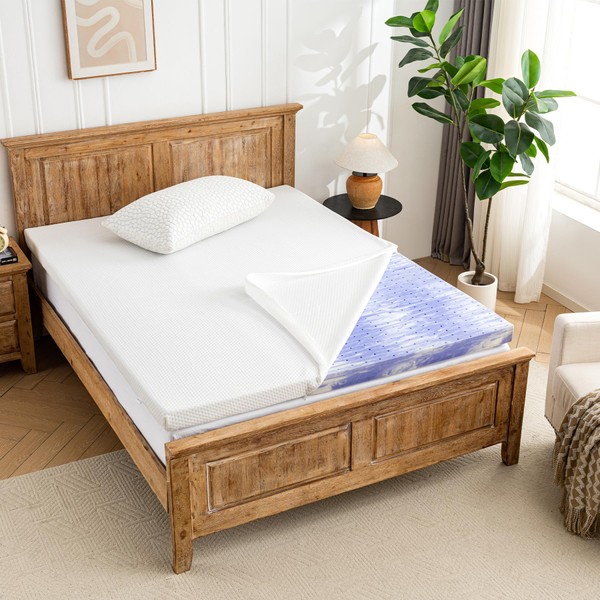 ZEO-SLEEP Memory Foam Mattress Topper with Cover Hypoallergenic Enhanced Support