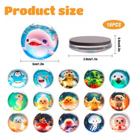 Aurinovellia Pack of 16 Animal Fridge Magnets, Decorative Magnets for Magnetic Board, Magnets Children, for Whiteboard, Classroom, Office, Kitchen, Funny Gifts, Pin Board etc (Round/30 mm)