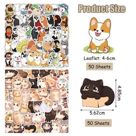 100 Sheets Cute Pet Stickers, Cartoon Animal Stickers, DIY Decorative Stickers, Waterproof Graffiti Stickers, Scrapbook Stickers, Laptop Stickers